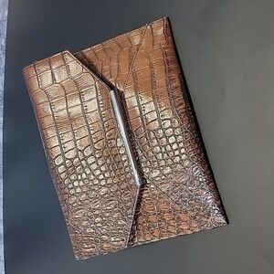 MERONA brown crocodile print bag with removable straps